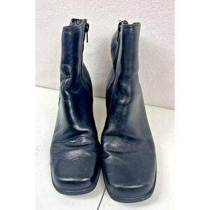Madeline Stuart Black Leather Ankle Boots, Booties, Size Women's 6.5M Zipper